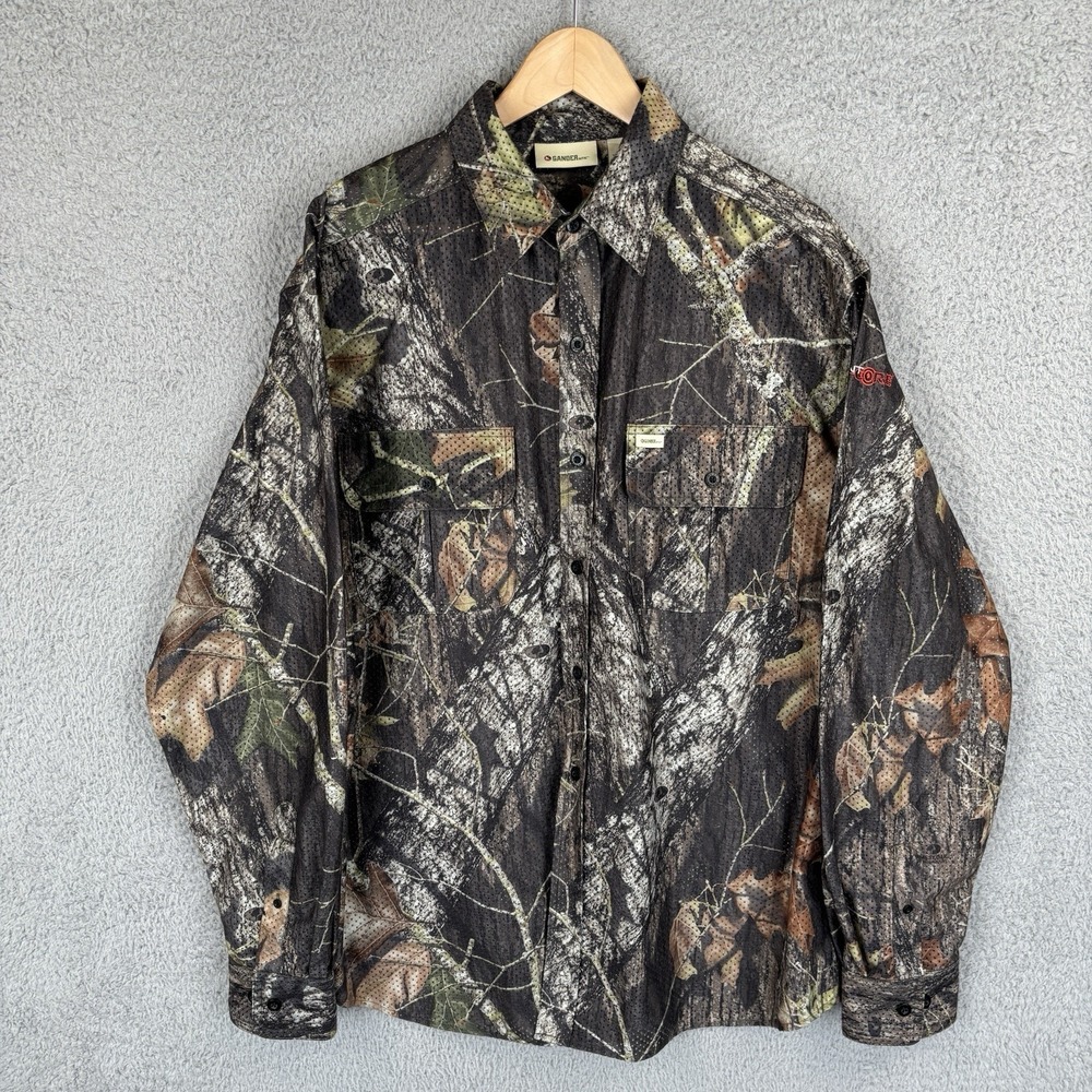 Gander Mountain Camo Button Shirt Mens L Mesh Vented Hunting‎ Outdoor Scent Core